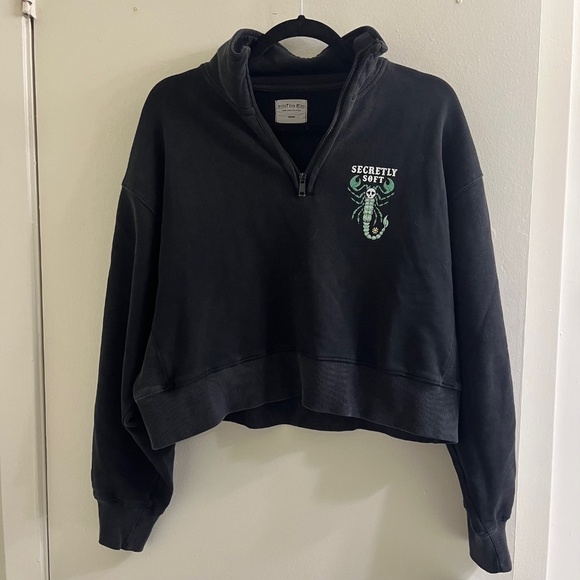 Octopied Mind Secretly Soft Black 1/4 Short Zip Sweater - Picture 1 of 6